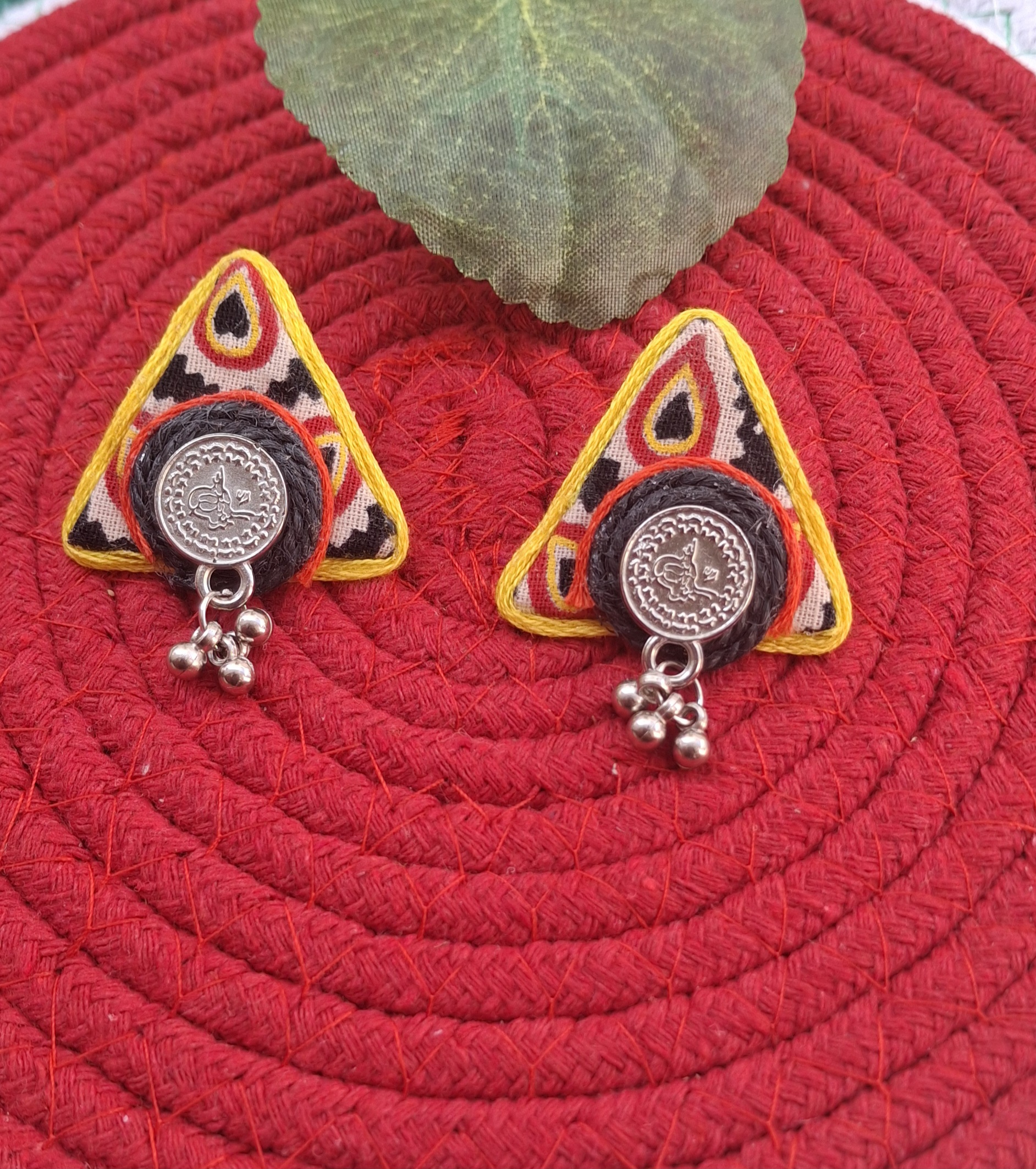 rustic triangle coin charm earrings rustic triangle coin charm earrings