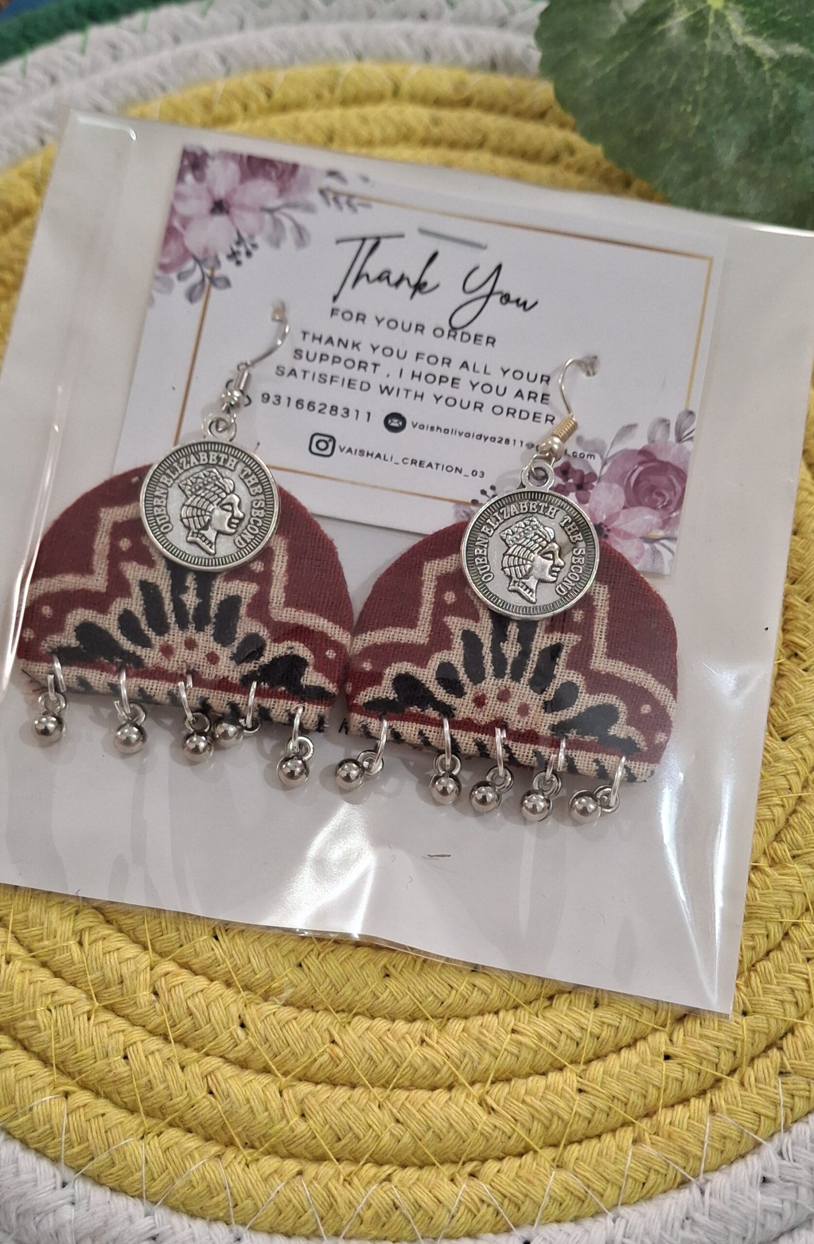 vintage coin fabric drop earrings vintage coin fabric drop earrings