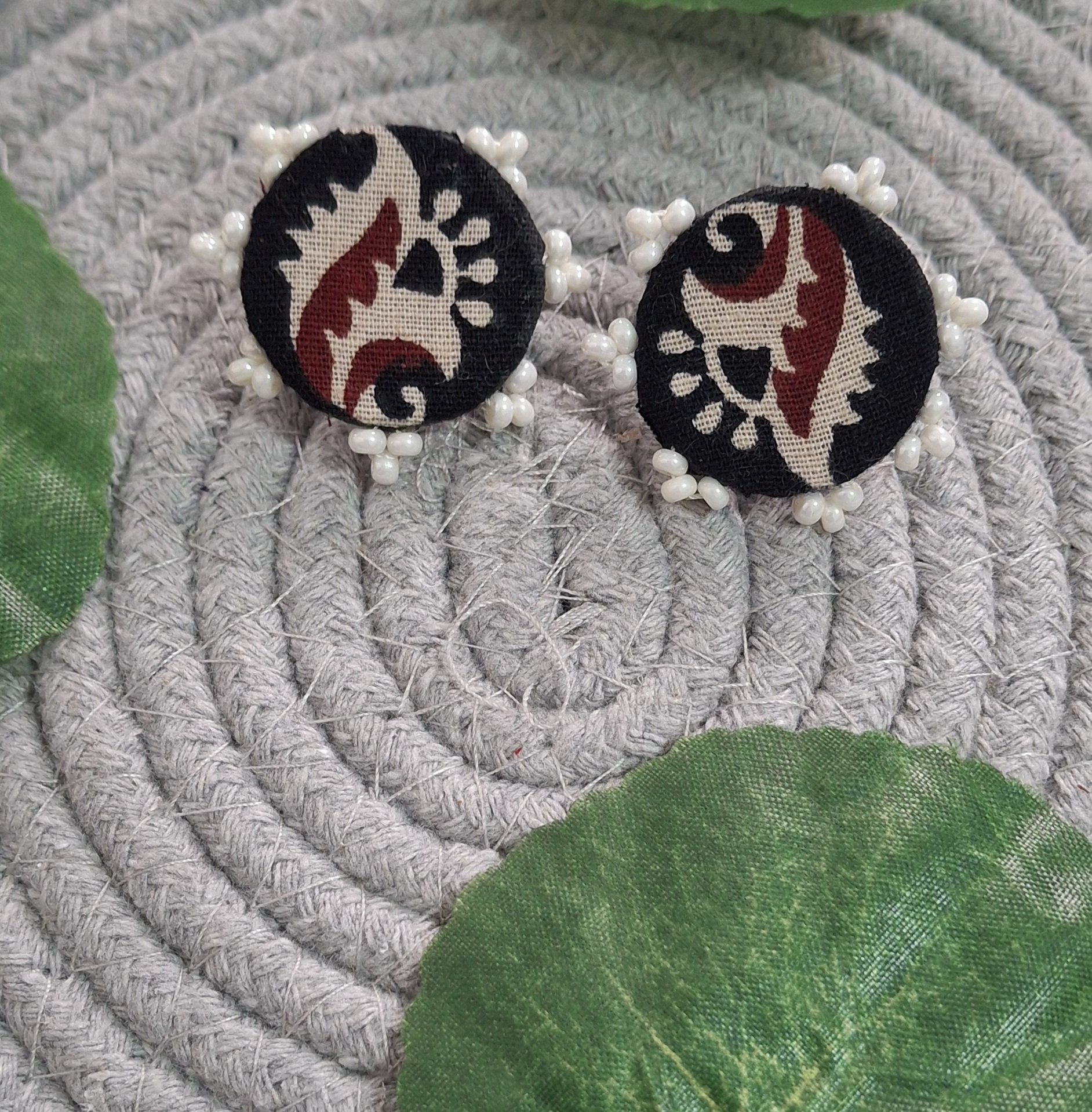 elegant kalamkari fabric stud earrings elegant kalamkari fabric stud earrings