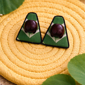 Home forest ajrakh triangle stud earrings