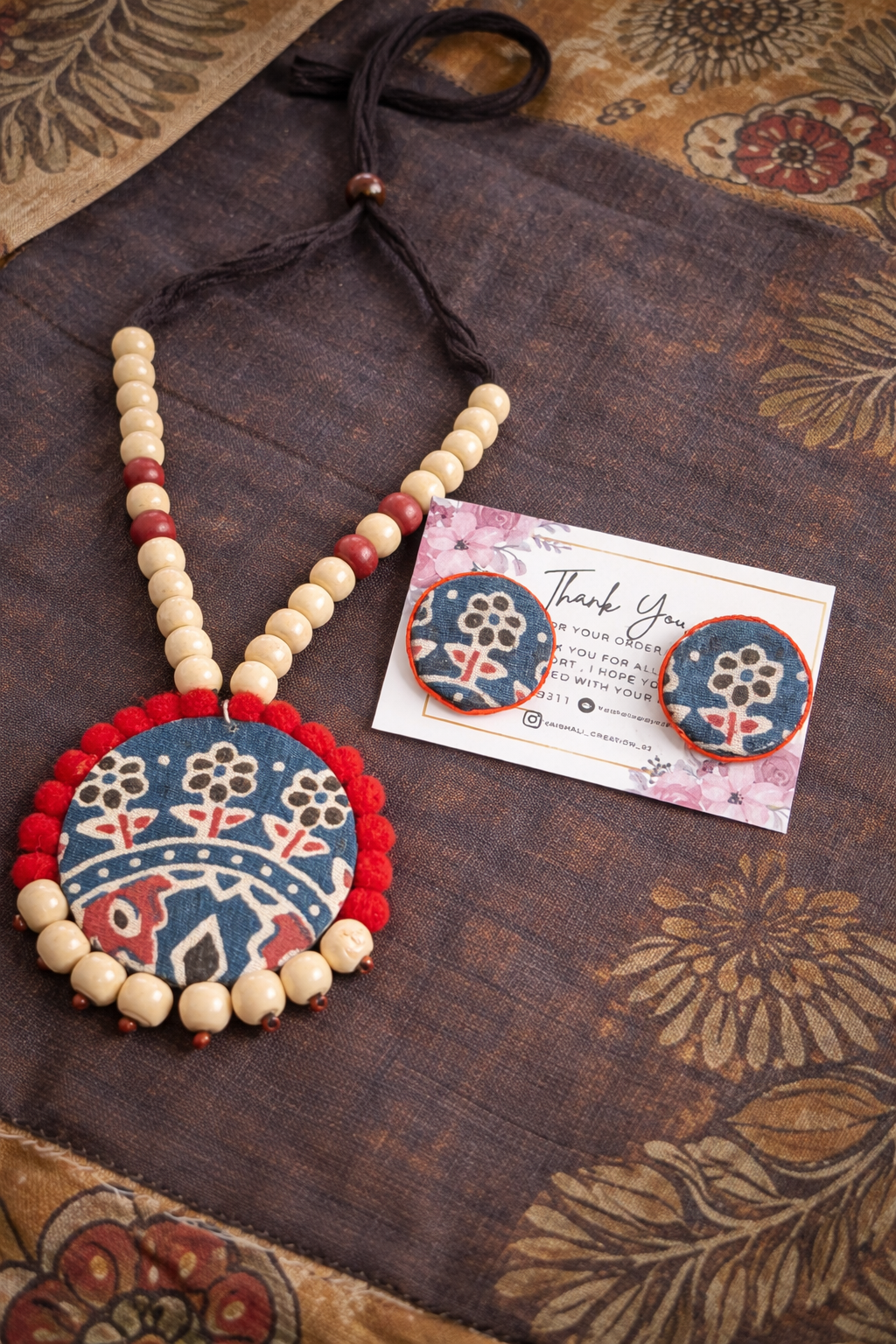 indigo bloom fabric jewelry set indigo bloom fabric jewelry set