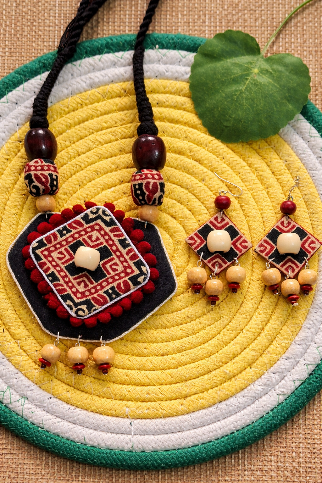 heritage ajrakh fabric jewelry set heritage ajrakh fabric jewelry set