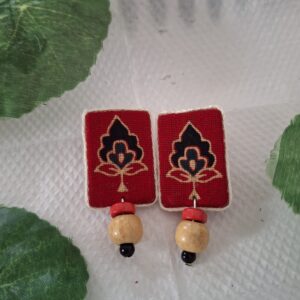 Home crimson ajrakh elegance studs